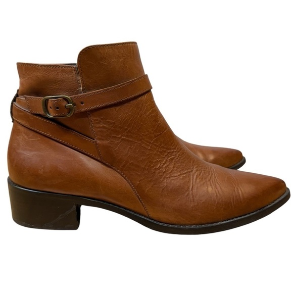Paul Green Shoes - Paul Green Cognac Leather Heeled Booties Womens Size UK 6